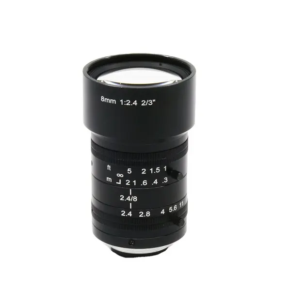 10MP 8mm 2/3" F2.4-F11 C mount manual iris low distortion industrial camera machine vision lens