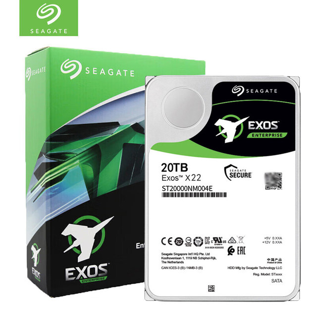 ST20000NM004E Exos X22 20TB Enterprise 3.5 HDD 7200rpm Cache 256MB SATA 6Gb/s Internal Hard Drive Server Silver Metal Plastic