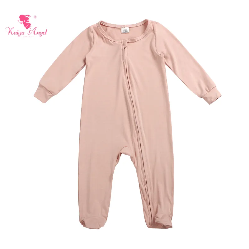 2023 Neues Design Baby Warmer Stoff Reiß verschluss Langarm Kleinkind Rosa Krabbel anzug Bambus Baby Stram pler