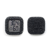Mini hygromètre thermomètre de luxe à paillettes diamant pour extensions de cils, hygromètre en strass