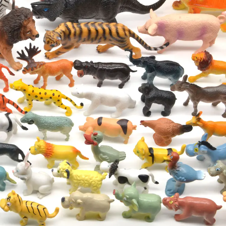 various assorted colourful Vivid toy animals plastic small large life size realistic decorative collection promotion gifts