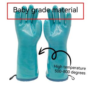 Wholesale Thickened Waterproof BBQ Safety <b>Gloves</b> Heat Resistant <b>Oven</b> Mitts Customizable Kitchen Grill Oil Grilling Mitts Factory - Product Image 2
