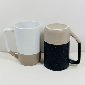 <span class=keywords><strong>Mug</strong></span> bicolore noir moucheté, grande tasse à café en céramique avec poignée, pour la maison, le bureau, les boissons chaudes - Product Image 6