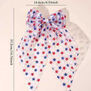 Épingle à cheveux durable avec ruban drapeau américain commémoratif et nœud superposé en tulle, accessoire <span class=keywords><strong>de</strong></span> fierté nationale pour festival d'été - Product Image 3