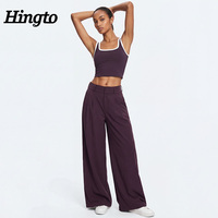 Ensemble 2 pièces de vêtements de sport de yoga haut de gamme, ultra-doux et respirant, avec débardeur court et pantalon large, idéal pour le sport et le bureau