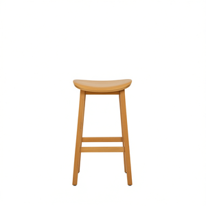 Tabouret de bar en teck, hauteur 30 pouces, siège en forme de selle, design moderne minimaliste, mobilier de bar à domicile, mobilier commercial - Product Image 1