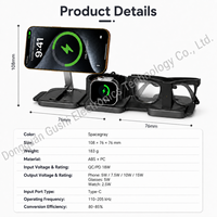 Chargeur sans fil pliable 3 en 1, petit chargeur sans fil magnétique pliable 3 en 1, support 3 en 1 pour appareil Apple pour Rayban Meta