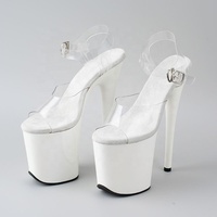 Sandales à plateforme à talons très hauts de 8 pouces avec bride à la cheville pour la pole dance, talons aiguilles en PVC, semelle antidérapante, pour femmes, été