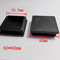 Longsan 60*60mm bouchon carré en plastique noir, bouchons de tuyau d'extrémité tbing pour tube en acier