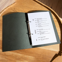 Sampul Menu Kulit PU Personalisasi Dengan Binder, Penyangga Menu Restoran untuk Makanan & Minuman, Penyangga Menu Kafe Bar, Buku Menu