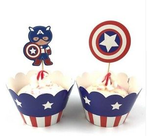 Avenger Mini Cupcake Topper picks flag sticks for food - Product Image 1