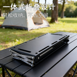 Outdoor Three Layer Folding Desktop Shelf Adjustable Height Metal <b>Camping</b> Portable <b>Storage</b> Rack Black Rectangular - Product Image 4