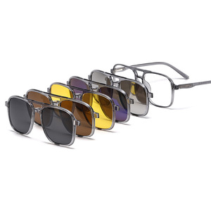 Best Selling Square Black Day and Night <strong>Glasses</strong> Magnetic Mirror Traveling Sunglasses TAC Polarized Sunglasses for Men - Product Image 5