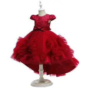 Kız elbise yeni tasarım kuyruk çin tarzı zarif yeni yıl prenses çocuk akşam düğün parti elbise