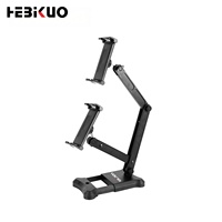 Support de tablette universel HEBIKUO pour bureau, double support de tablette rotatif à 360 degrés, flexible et réglable, en ABS, pour table