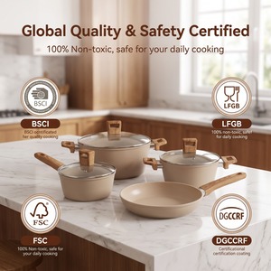 Juego de <span class=keywords><strong>Ollas</strong></span> y Sartenes Antiadherentes Premium, Certificación LFGB, Juego de Utensilios de Cocina de Aluminio Personalizado para el Hogar - Product Image 5