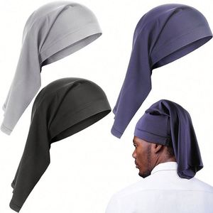 Bonnet de nuit unisexe en polyester extensible, long, style turban, pour sous-hijab, cadeau - Product Image 1