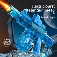 Pistolet à eau électrique lumineux M416 Technologie noire Jet entièrement automatique Lumière de feu puissante Souris de glace pour la lutte contre l'eau