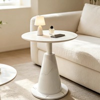 Table d'appoint moderne ronde en pierre frittée avec base conique, petite table basse pour la maison, les gîtes et les appartements