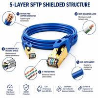 Cable de Conexión Ethernet Cat7 SFTP de Alta Velocidad de 10 Gbps y 600 MHz, con Conector RJ45 Dorado, para Sistemas de Seguridad CCTV y Hogares Inteligentes