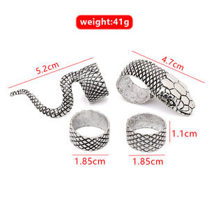 Punk Snake Jewelry <b>Set</b> Alloy Antique Silver Plated Women's Party <b>Bracelet</b> Ring <b>Set</b> - Product Image 4