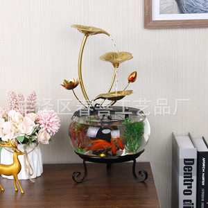 Fontaine d'eau de bureau avec aquarium en verre à débit d'eau, décoration moderne pour la zone de réception de bureau - Product Image 4