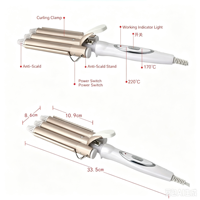 Fer à boucler professionnel à 3 barils pour ondulations en spirale 170-220 ℃   Fer à friser anti-brûlure pour salon et usage domestique