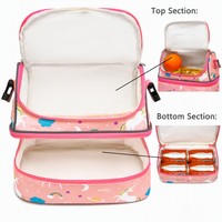 Sac fourre-tout refroidisseur sac à déjeuner Double Decker école mignon 2020 Eco isolé licorne dessin animé extérieur nourriture personnaliser Polyester pour les enfants