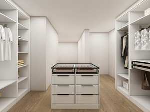 Armoire-penderie sur mesure avec îlot central, grand espace de rangement, légère, meubles de chambre à coucher portables, bois mélaminé, porte en verre - Product Image 4