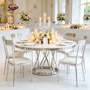 Mesa de Comedor Redonda de Acero Inoxidable con Patas Metálicas para Eventos y Banquetes - Product Image 1