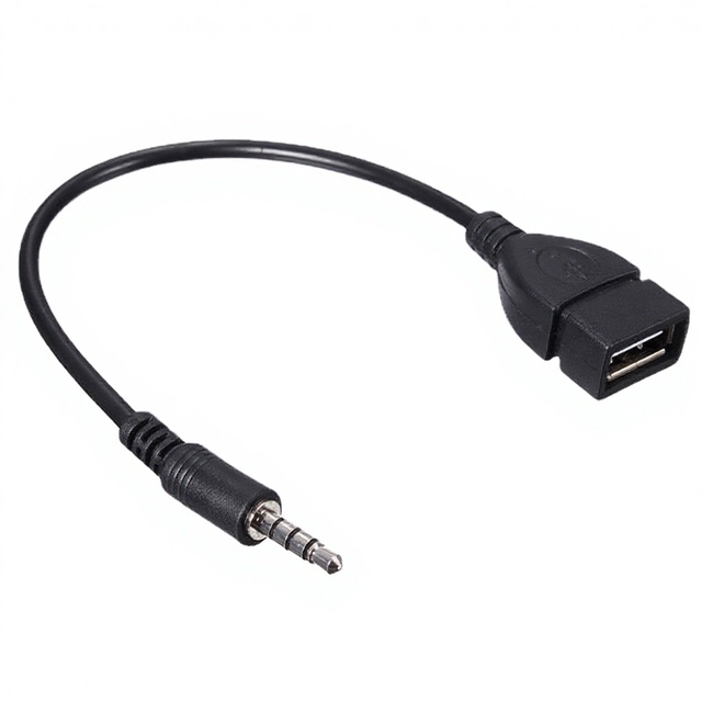 Brand New Delricool USB Female 3.5 Male Audio Plug Bare Wire Car Navigation/Audio AUX Adapter MP3 Conversion Cable External