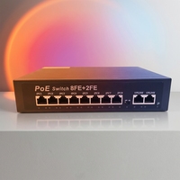 Conmutador Ethernet POE ANPA AP-1028PE de 10 Puertos 10/100Mbps, 2 Uplinks, Protección contra Rayos de 6KV, Extensión de 250m, SNMP, Capacidad de 2.0Gbps, QoS