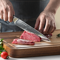 Couteau de cuisine et de découpe KEEMAKE personnalisé de 8 pouces en acier Damas à 67 couches, couteau de chef avec boîte cadeau