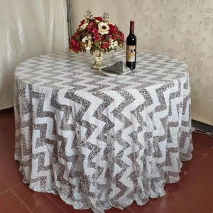 Bán buôn tùy chỉnh Chevron bảng Bìa Sparkle ánh sáng lung linh tỏa sáng 6 mét sequin bảng vải khăn trải bàn tròn cho tiệc cưới - Product Image 1