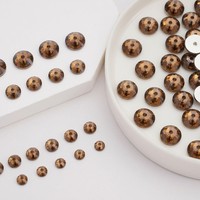 Perles de strass chic de 5 mm en topaze fumée claire avec résine époxy, à dos plat et trou central, à coudre, pour la création de bijoux à pampilles DIY
