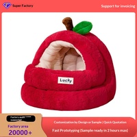 Lit pour chien en tissu en forme de pomme, personnalisé, tendance, chaud, fermé et sûr, pour petits chiens, Bichon Frisé, adapté à toutes les saisons