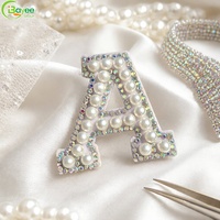 Patchs thermocollants personnalisés 26 lettres, appliqués 3D faits main, perles et strass pour vêtements