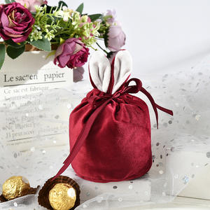 Bolso pequeño de conejo personalizado para decoración de Pascua, cesta de regalo para niños, bolsa de cubo con cordón de terciopelo para boda - Product Image 5
