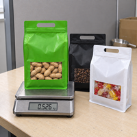 Sac refermable à fermeture éclair de qualité alimentaire, à huit soudures latérales, avec poignée et fenêtre transparente, pour noix, bonbons, snacks, fond plat – Vente chaude