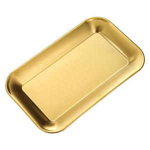 Korean <b>BBQ</b> Platter Rectangular Gold Flat Plate 304 Stainless Steel Serving <b>Tray</b> Hotel Restaurant Use - Product Image 4
