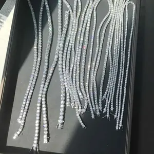 GSMN34 по дешевой цене, ожерелье из муассанита в стиле хип-хоп, 925 стерлингового серебра со льдом, 2 мм, 3 мм, 4 мм, 5 мм, Муассанит, теннисное ожерелье