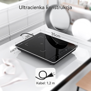 10 configuraciones de energía Modos de cocina táctil portátil con sensor Placa de revestimiento de vidrio cerámico 2000W Placa de inducción eléctrica - Product Image 4