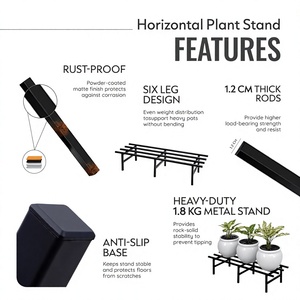 Support de plante minimaliste en métal noir, forme rectangulaire, design durable pour une utilisation en intérieur et en extérieur - Product Image 6