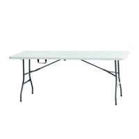 Table pliante portable blanche rectangulaire en plastique, table et chaises pliantes pour banquet, restauration, dîner, camping