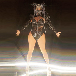 Tute Sexy da donna tuta con paillettes nero abito a maniche lunghe e gonna Set parrucca maschera viso costumi da sera per la Showgirl del Night Club - Product Image 1