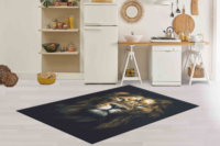 Tapis Lion Noir de Designer Tapis de Sol à Imprimé Animal Taille Personnalisée Tapis de Luxe de Salon Personnalisé Tapis Moderne de Designer