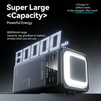 Batterie externe de grande capacité pour l'extérieur, 80000 mAh, avec 4 câbles intégrés, chargeur portable 20W/22.5W, lumière LED, batterie externe