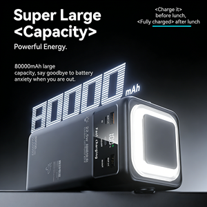 Batterie externe de grande capacité pour l'extérieur, <span class=keywords><strong>80000</strong></span> mAh, avec 4 câbles intégrés, chargeur portable 20W/22.5W, lumière LED, batterie externe - Product Image 6