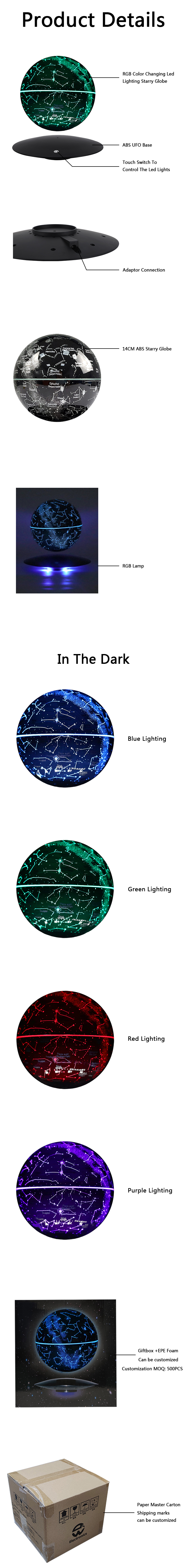 Amazon Best Seller RGB Led Bedroom Baby Night Rechargeable Touch Control 14cm Magnetic Levitation Star Starry  Bedroom Light