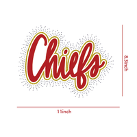 Patch thermocollant 11 pouces grand format avec strass et effet bouffant, motif 'Jour de Match des Chiefs', personnalisé pour équipes sportives, pour vêtements de supporters